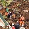 Nhân viên cứu hộ tìm kiếm người mất tích trong vụ động đất ở Nhật Bản. (Nguồn: AFP)