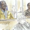 Phác họa phiên xử Octavien Ngenzi và Tito Barahira. (Nguồn: AFP)