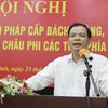 Bộ trưởng Bộ Nông nghiệp và Phát triển nông thôn Nguyễn Xuân Cường phát biểu khai mạc hội nghị. (Ảnh: Xuân Anh/TTXVN)