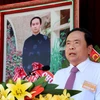 Ông Trần Thanh Mẫn, Bí thư Trung ương Đảng, Chủ tịch Ủy ban Trung ương MTTQ Việt Nam phát biêu tại buổi lễ. (Ảnh: Công Mạo/TTXVN)