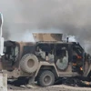 Hiện trường một vụ đánh bom xảy ra tại al-Hasakah. (Nguồn: AP)