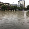 Nhiều tuyến phố trên địa bàn tỉnh Thái Nguyên bị ngập sâu trong nước. (Ảnh: Quân Trang-TTXVN)