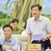Tổng Thanh tra Chính phủ Lê Minh Khái trình bày báo cáo (tóm tắt) về công tác phòng, chống tham nhũng. (Ảnh: Trọng Đức/TTXVN)