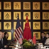 Quan chức Mỹ-Trung Quốc tại vòng đàm phán thương mại Mỹ-Trung ở Thượng Hải, Trung Quốc ngày 31/7. (Ảnh: AFP/TTXVN)