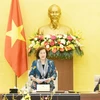 Chủ tịch Quốc hội Nguyễn Thị Kim Ngân chủ trì và phát biểu bế mạc Phiên họp thứ 43 của Ủy ban Thường vụ Quốc hội. (Ảnh: Trọng Đức/TTXVN)