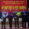 Lãnh đạo tỉnh Cao Bằng tặng hoa chúc mừng ông Lê Hải Hòa (đứng giữa). (Ảnh: Chu Hiệu/TTXVN)