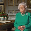 Nữ hoàng Anh Elizabeth II phát biểu trên truyền hình, kêu gọi người dân chung tay đối phó với dịch COVID-19. (Ảnh: AFP/TTXVN)