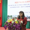 Phó Chủ tịch Ủy ban nhân dân tỉnh Đắk Lắk H’Yim Kđoh phát biểu tại hội nghị. (Ảnh: Hoài Thu/TTXVN)