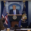 Tổng thống Trump phát biểu tại họp báo ở Nhà Trắng. (Nguồn: AP)