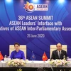 Thủ tướng Nguyễn Xuân Phúc, Chủ tịch ASEAN 2020 và Chủ tịch Quốc hội Nguyễn Thị Kim Ngân, Chủ tịch Hội đồng Liên Nghị viện ASEAN (AIPA) lần thứ 41 chủ trì Đối thoại giữa các Nhà lãnh đạo ASEAN và AIPA. (Ảnh: Thống Nhất/TTXVN)