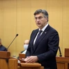 Thủ tướng Croatia Andrej Plenkovic phát biểu tại phiên họp Quốc hội ở thủ đô Zagreb ngày 23/7. (Ảnh: AFP/TTXVN)