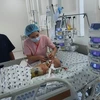 Cặp song sinh Trúc Nhi - Diệu Nhi được chăm sóc tích cực tại Bệnh viện Nhi đồng Thành phố Hồ chí Minh. (Ảnh: Đinh Hằng/TTXVN)