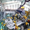 Dây chuyền sản xuất của Công ty TNHH Sản xuất linh kiện thân vỏ ôtô Thaco tại Khu kinh tế mở Chu Lai (Quảng Nam). (Ảnh: Danh Lam/TTXVN)