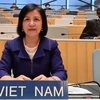 Đại sứ Lê Thị Tuyết Mai, Trưởng Đoàn Việt Nam tham dự Khóa họp lần thứ 61 các Hội đồng của các nước thành viên WIPO. (Ảnh: Tố Uyên/TTXVN)