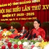Ủy viên Bộ Chính trị, Chủ tịch Quốc hội Nguyễn Thị Kim Ngân phát biểu chỉ đạo Đại hội. (Ảnh: Trọng Đức - TTXVN)