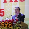 Đồng chí Trần Thanh Mẫn, Bí thư Trung ương Đảng, Chủ tịch Ủy ban Trung ương Mặt trận Tổ quốc Việt Nam, phát biểu chỉ đạo Đại hội. (Ảnh: Lê Đức Hoảnh/TTXVN)