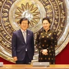Chủ tịch Quốc hội Nguyễn Thị Kim Ngân và Chủ tịch Quốc hội Hàn Quốc Park Byeong-Seug. (Ảnh: Trọng Đức/TTXVN)