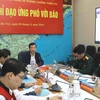 Ông Trần Quang Hoài, Phó trưởng ban Chỉ đạo Trung ương về phòng, chống thiên tai, Tổng cục trưởng Tổng Cục phòng chống thiên tai chủ trì cuộc họp. (Ảnh: Vũ Sinh/TTXVN)