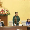 Phó Chủ tịch Thường trực Quốc hội Tòng Thị Phóng phát biểu tại buổi gặp mặt. (Ảnh: Phương Hoa/TTXVN)