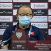 HLV Park Hang-seo tại buổi họp báo trước trận gặp UAE. (Ảnh: Hoàng Linh/TTXVN)