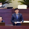 Bộ trưởng Bộ Y tế Nguyễn Thanh Long phát biểu giải trình, làm rõ một số vấn đề đại biểu Quốc hội nêu. (Ảnh: Phạm Kiên/TTXVN)