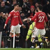 Ronaldo (trái) tỏa sáng mang chiến thắng về cho Manchester United. (Nguồn: Getty Images)