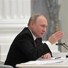 Tổng thống Nga Vladimir Putin chủ trì cuộc họp khẩn với Hội đồng An ninh tại Moskva, ngày 21/2/2022. (Ảnh: AFP/TTXVN) 