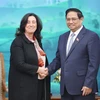 Thủ tướng Phạm Minh Chính tiếp bà Manuela V. Ferro, Phó Chủ tịch Ngân hàng thế giới (WB) phụ trách khu vực Đông Á-Thái Bình Dương. (Ảnh: Dương Giang/TTXVN)