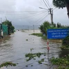 Mưa lớn gây chia cắt ở xã Phước Thắng, huyện Tuy Phước. (Ảnh: Sỹ Thắng/TTXVN)