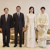 Chủ tịch nước Võ Văn Thưởng và Phu nhân Phan Thị Thanh Tâm hội kiến Nhà vua Naruhito cùng Hoàng hậu Nhật Bản Masako. (Ảnh: Thống Nhất/TTXVN)