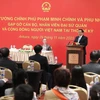 Thủ tướng Phạm Minh Chính phát biểu tại buổi gặp cán bộ, nhân viên Đại sứ quán và cộng đồng người Việt Nam tại Thổ Nhĩ Kỳ. (Ảnh: Dương Giang/TTXVN)