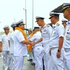 Lễ đón Đoàn công tác Vùng 5 Hải quân Nhân dân Việt Nam tại cảng Songkhla, Thái Lan. (Ảnh: TTXVN phát)