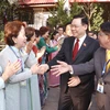 Chủ tịch Quốc hội Vương Đình Huệ đến thăm Khu di tích Chủ tịch Hồ Chí Minh. Ảnh: Doãn Tấn/TTXVN)