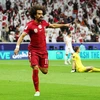 Akram Afif lại trở thành người hùng giúp Qatar giành chiến thắng ở Asian Cup 2023. (Nguồn: Getty Images)