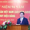 Ông Nguyễn Trọng Nghĩa, Bí thư Trung ương Đảng, Trưởng Ban Tuyên giáo Trung ương phát biểu tại buổi lễ. (Ảnh: Phương Hoa/TTXVN)