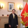 Đại sứ Việt Nam tại Canada Phạm Vinh Quang phát biểu tại buổi lễ. (Ảnh: Trung Dũng/TTXVN)