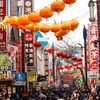 Khu Phố người Hoa tại thành phố Yokohama, tỉnh Kanagawa (Nhật Bản) được trang hoàng lộng lẫy đón Tết Nguyên đán. (Ảnh: Xuân Giao/TTXVN)