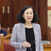 Bà Trương Thị Mai, Ủy viên Bộ Chính trị, Thường trực Ban Bí thư, Trưởng Ban Tổ chức Trung ương phát biểu chỉ đạo hội nghị. (Ảnh: Phương Hoa/TTXVN)