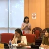 Bà Đinh Thị Thu Thủy phát biểu tại Tọa đàm về tác hại của các sản phẩm thuốc lá mới đối với thanh thiếu niên do Ủy ban Văn hóa, Giáo dục tổ chức vào tháng 10/2023. (Nguồn: quochoi.vn )