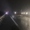 Hiện trường vụ tai nạn trên cao tốc Cam Lộ-La Sơn làm 2 người tử vong. (Ảnh: TTXVN phát)
