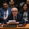 Ông Riyad Mansour phát biểu trong phiên họp Hội đồng Bảo an Liên hợp quốc ở New York, Mỹ ngày 25/3/2024. (Ảnh: AFP/TTXVN)