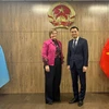 Đại sứ, Trưởng Phái đoàn Đặng Hoàng Giang tiếp bà Rana Flowers, Trưởng đại diện Quỹ Nhi đồng Liên hợp quốc (UNICEF) tại Việt Nam. (Ảnh: Thanh Tuấn/TTXVN)