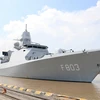 Tàu hộ tống HNLMS TROMP Hải quân Hoàng gia Hà Lan cập cảng Chùa Vẽ, Hải Phòng. (Ảnh: Hoàng Ngọc/TTXVN)