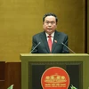 Chủ tịch Quốc hội Trần Thanh Mẫn phát biểu nhậm chức. (Ảnh: TTXVN)