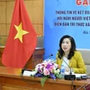 Thứ trưởng Bộ Ngoại giao, Chủ nhiệm Ủy ban Nhà nước về người Việt Nam ở nước ngoài Lê Thị Thu Hằng phát biểu. (Ảnh: TTXVN phát)