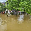 Trận mưa lớn kéo dài đã gây ngập úng cục bộ trên một số tuyến đường trên địa bàn thành phố Điện Biên Phủ (tỉnh Điện Biên). (Ảnh: Xuân Tư/TTXVN)
