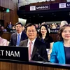 Thứ trưởng Bộ Ngoại giao Hà Kim Ngọc, Chủ tịch Ủy ban Quốc gia UNESCO Việt Nam tại Kỳ họp lần thứ 10 Đại hội đồng Công ước 2003 về bảo vệ Di sản Văn hóa Phi vật thể. (Ảnh : TTXVN phát)