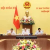Chủ tịch Quốc hội Trần Thanh Mẫn phát biểu tại phiên họp của Ủy ban Thường vụ Quốc hội. (Ảnh: An Đăng/TTXVN)
