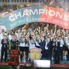 CLB Thép Xanh Nam Định chính thức vô địch V. League 2023-24. (Ảnh: Minh Quyết/TTXVN)