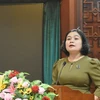 Phó Chủ tịch UBND tỉnh Đắk Lắk H’Yim Kđor phát biểu tại cuộc họp. (Ảnh: Nguyên Dung/TTXVN)